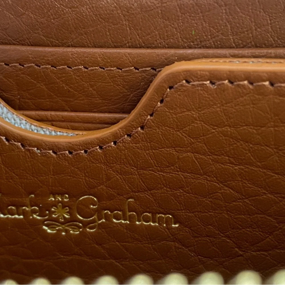 Mark & Graham brown leather monogrammed wallet